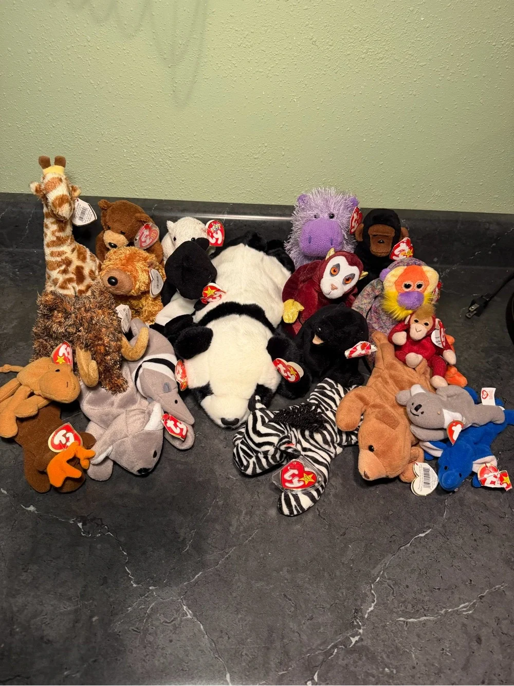 Lot of 17 assorted TY Beanie Babies stuffed animals